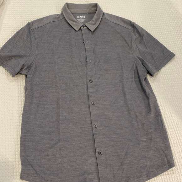 NWOT. MERINO WOOL BLEND. POLO. GRAY. ALGO PERFORMANCE. - Picture 1 of 3